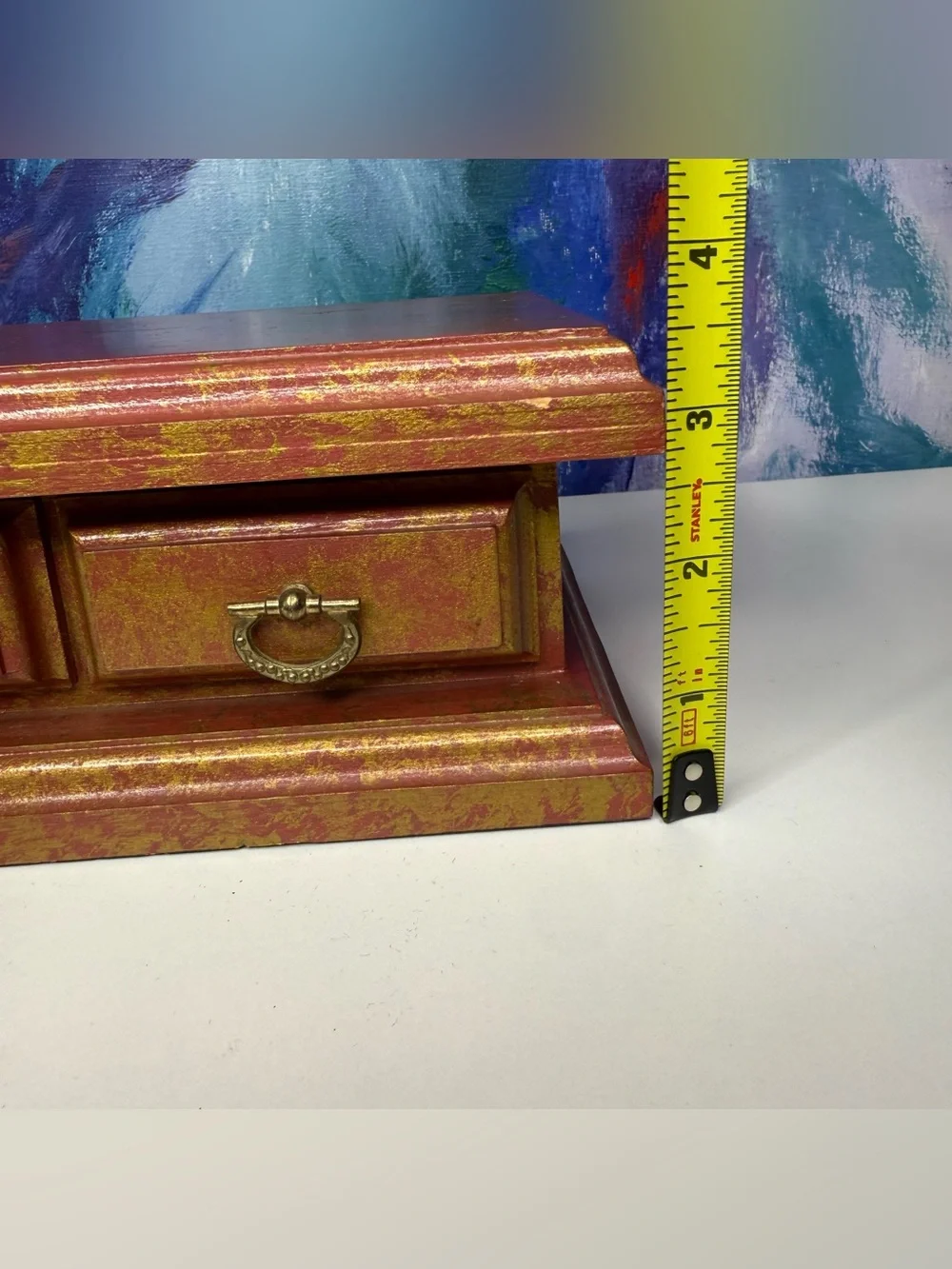 Wood Jewelry Box Marked Handcrafted at the Maine State Prison Trinket Box Red